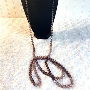 Glass Faceted 2 Toned Beaded Necklace Amethyst w Great Sparkle 29”